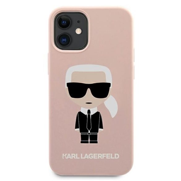 Karl Lagerfeld iPhone 12 Mini Silicone Iconic (KLHCP12SSLFKPI) hátlap, tok, világos rószaszín