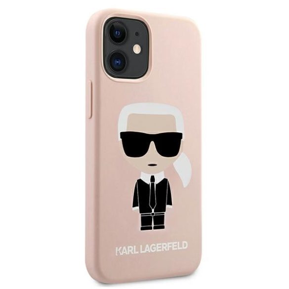 Karl Lagerfeld iPhone 12 Mini Silicone Iconic (KLHCP12SSLFKPI) hátlap, tok, világos rószaszín