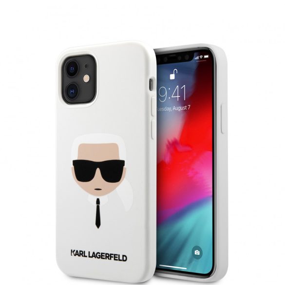 Karl Lagerfeld iPhone 12 Mini Silicone Karl's Head (KLHCP12SSLKHWH) hátlap, tok, fehér