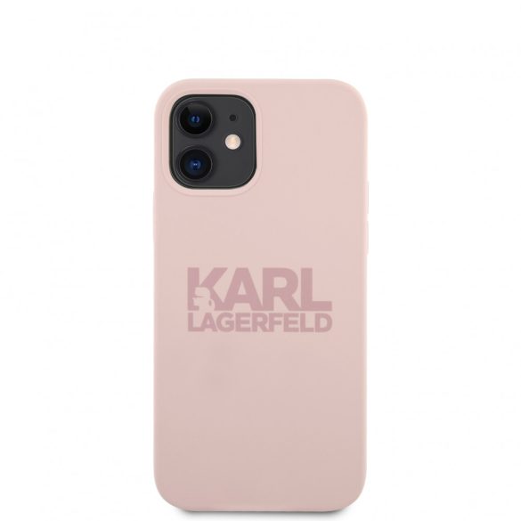 Karl Lagerfeld iPhone 12 Mini Silicone Stack Logo (KLHCP12SSTKLTLP) hátlap, tok, rózsaszín