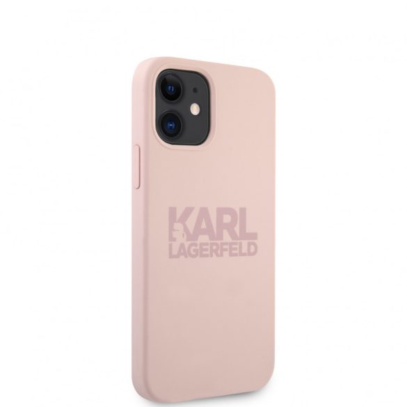 Karl Lagerfeld iPhone 12 Mini Silicone Stack Logo (KLHCP12SSTKLTLP) hátlap, tok, rózsaszín
