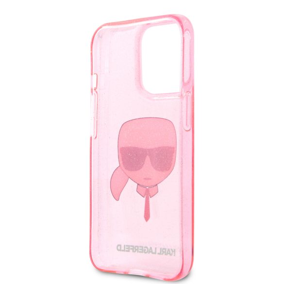 Karl Lagerfeld iPhone 13 Pro Karl Head Glitter (KLHCP13LKHTUGLP) hátlap, tok, rózsaszín