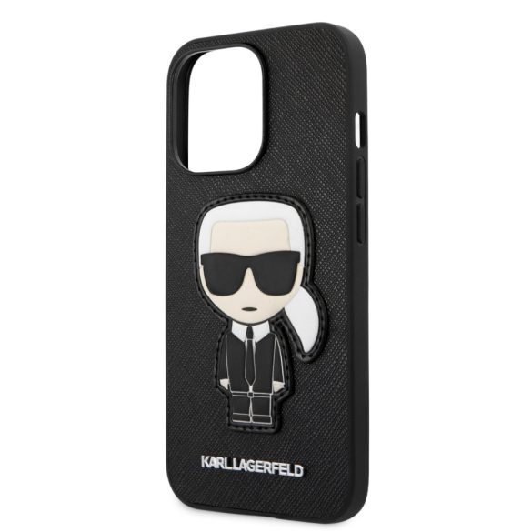 Karl Lagerfeld iPhone 13 Pro Saffiano Iconic Karl's Patch (KLHCP13LOKPK) hátlap, tok, fekete