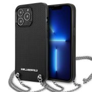   Karl Lagerfeld iPhone 13 Pro Textured and Chain (KLHCP13LPMK) hátlap, tok, fekete