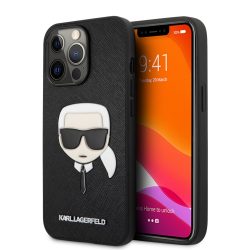   Karl Lagerfeld iPhone 13 Pro Saffiano Iconic Karl's Head (KLHCP13LSAKHBK) hátlap, tok, fekete