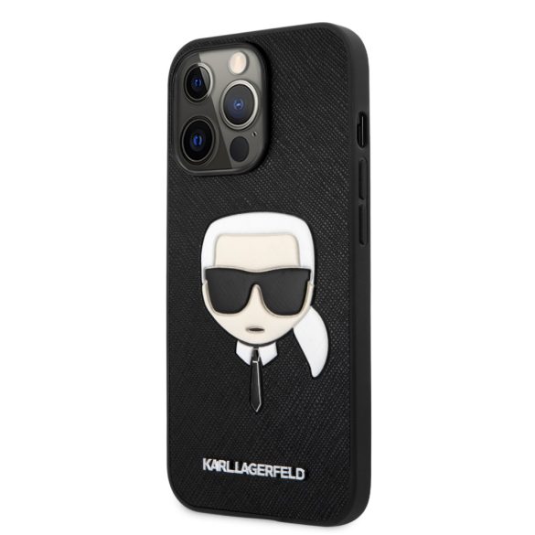 Karl Lagerfeld iPhone 13 Pro Saffiano Iconic Karl's Head (KLHCP13LSAKHBK) hátlap, tok, fekete