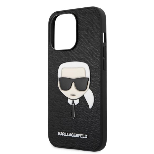 Karl Lagerfeld iPhone 13 Pro Saffiano Iconic Karl's Head (KLHCP13LSAKHBK) hátlap, tok, fekete