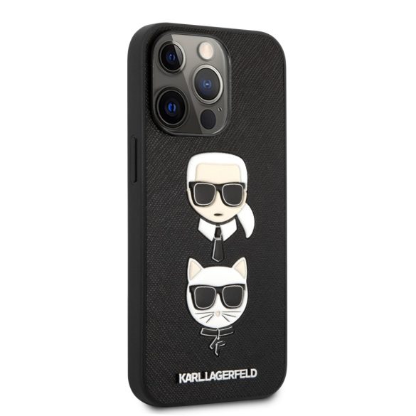 Karl Lagerfeld iPhone 13 Pro Saffiano Karl & Choupette (KLHCP13LSAKICKCBK) hátlap, tok, fekete