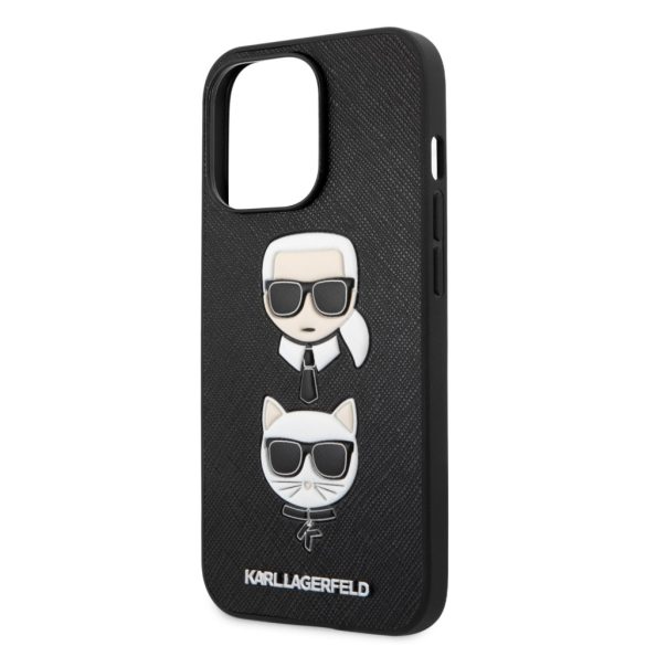 Karl Lagerfeld iPhone 13 Pro Saffiano Karl & Choupette (KLHCP13LSAKICKCBK) hátlap, tok, fekete