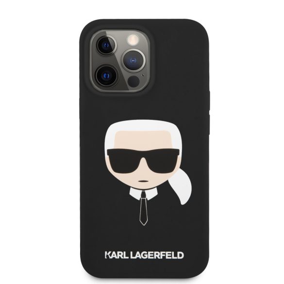 Karl Lagerfeld iPhone 13 Pro Silicone Karl's Head (KLHCP13LSLKHBK) hátlap, tok, fekete