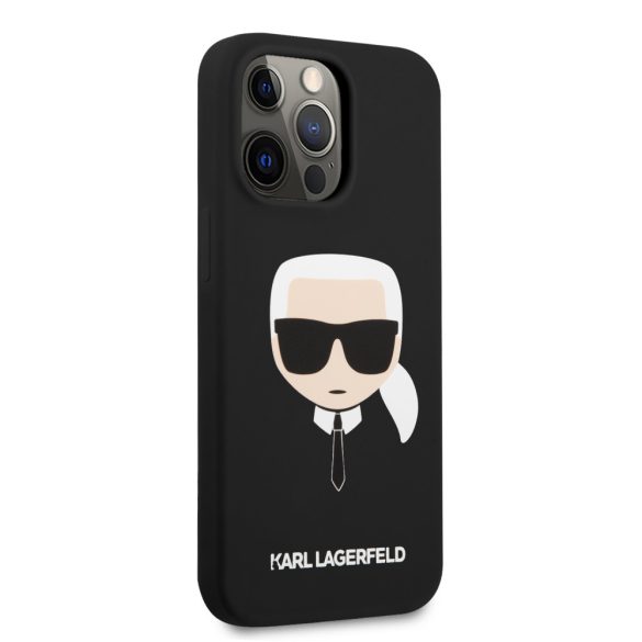 Karl Lagerfeld iPhone 13 Pro Silicone Karl's Head (KLHCP13LSLKHBK) hátlap, tok, fekete