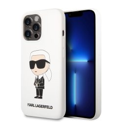   Karl Lagerfeld iPhone 13 Pro Liquid Silicone Ikonik NFT (KLHCP13LSNIKBCH) hátlap, tok, fehér