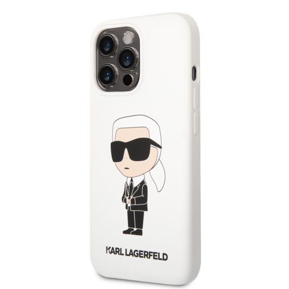 Karl Lagerfeld iPhone 13 Pro Liquid Silicone Ikonik NFT (KLHCP13LSNIKBCH) hátlap, tok, fehér