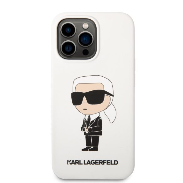 Karl Lagerfeld iPhone 13 Pro Liquid Silicone Ikonik NFT (KLHCP13LSNIKBCH) hátlap, tok, fehér