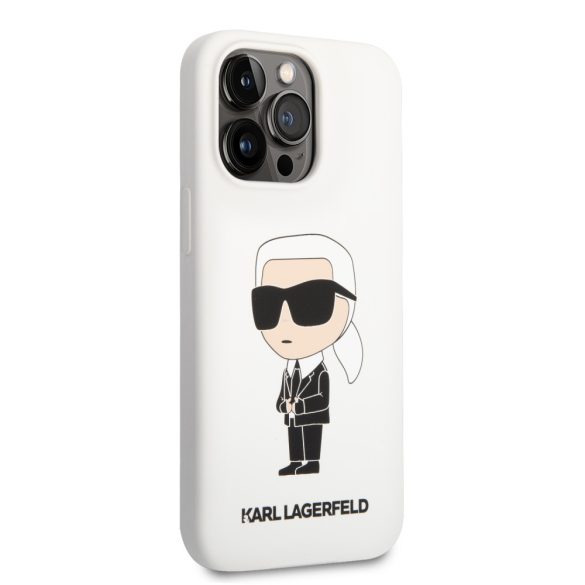 Karl Lagerfeld iPhone 13 Pro Liquid Silicone Ikonik NFT (KLHCP13LSNIKBCH) hátlap, tok, fehér