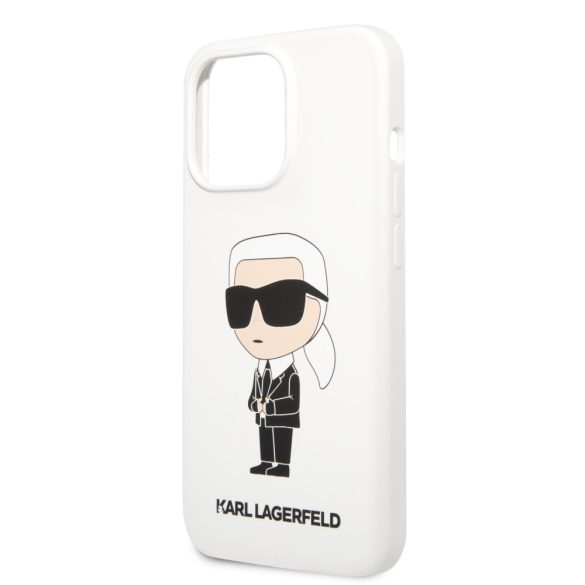 Karl Lagerfeld iPhone 13 Pro Liquid Silicone Ikonik NFT (KLHCP13LSNIKBCH) hátlap, tok, fehér