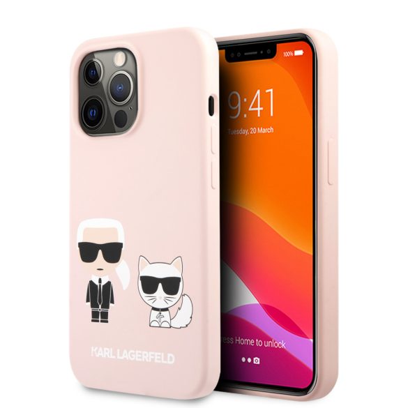 Karl Lagerfeld iPhone 13 Pro Karl & Choupette Silicone (KLHCP13LSSKCI) hátlap, tok, rózsaszín