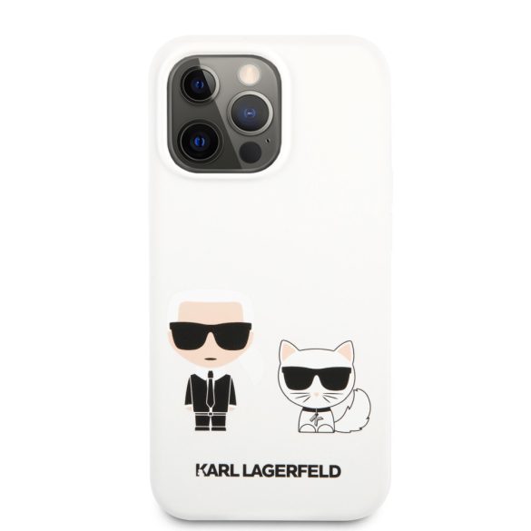 Karl Lagerfeld iPhone 13 Pro Silicone Karl & Choupette (KLHCP13LSSKCW) hátlap, tok, fehér