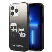   Karl Lagerfeld iPhone 13 Pro Gradient Iconic Karl & Choupette (KLHCP13LTGKCK) hátlap, tok, fekete