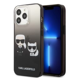   Karl Lagerfeld iPhone 13 Pro Gradient Iconic Karl & Choupette hátlap, tok, fekete