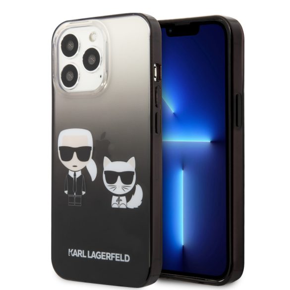 Karl Lagerfeld iPhone 13 Pro Gradient Iconic Karl & Choupette (KLHCP13LTGKCK) hátlap, tok, fekete