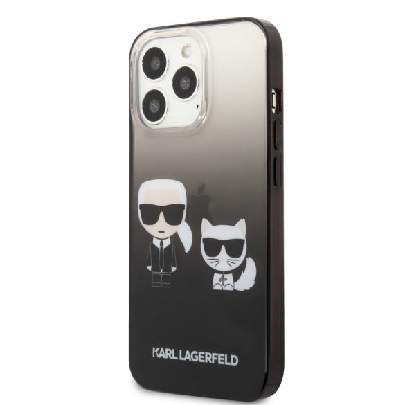 Karl Lagerfeld iPhone 13 Pro Gradient Iconic Karl & Choupette (KLHCP13LTGKCK) hátlap, tok, fekete