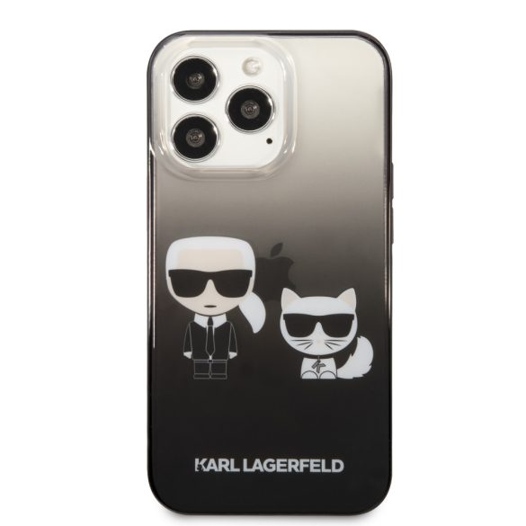 Karl Lagerfeld iPhone 13 Pro Gradient Iconic Karl & Choupette (KLHCP13LTGKCK) hátlap, tok, fekete