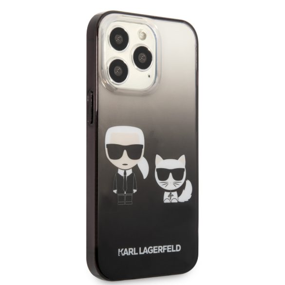 Karl Lagerfeld iPhone 13 Pro Gradient Iconic Karl & Choupette (KLHCP13LTGKCK) hátlap, tok, fekete