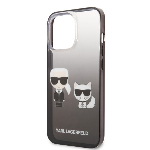 Karl Lagerfeld iPhone 13 Pro Gradient Iconic Karl & Choupette (KLHCP13LTGKCK) hátlap, tok, fekete