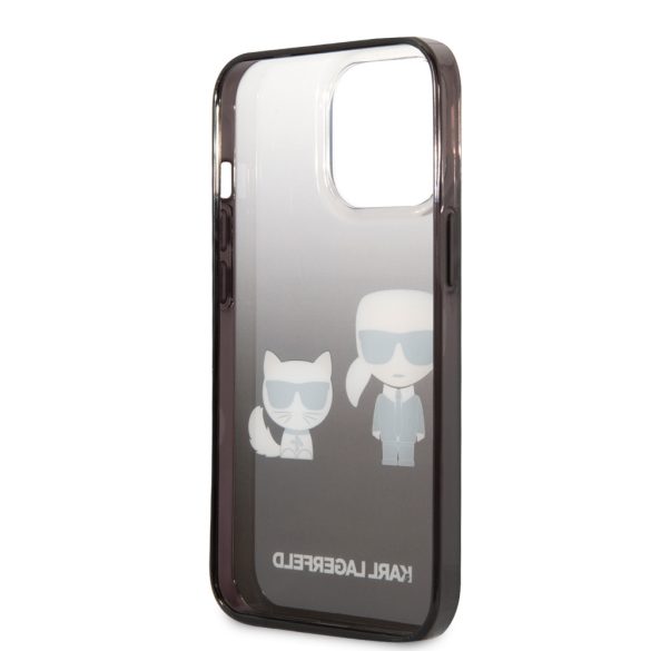 Karl Lagerfeld iPhone 13 Pro Gradient Iconic Karl & Choupette (KLHCP13LTGKCK) hátlap, tok, fekete