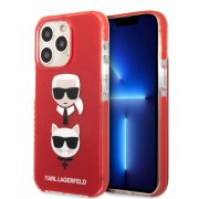   Karl Lagerfeld iPhone 13 Pro Karl & Choupette Heads (KLHCP13LTPE2TR) hátlap, tok, piros