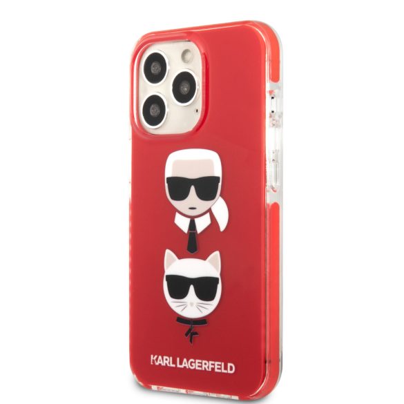 Karl Lagerfeld iPhone 13 Pro Karl & Choupette Heads (KLHCP13LTPE2TR) hátlap, tok, piros