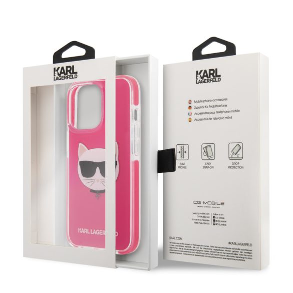 Karl Lagerfeld iPhone 13 Pro Choupette Head (KLHCP13LTPECPI) hátlap, tok, pink