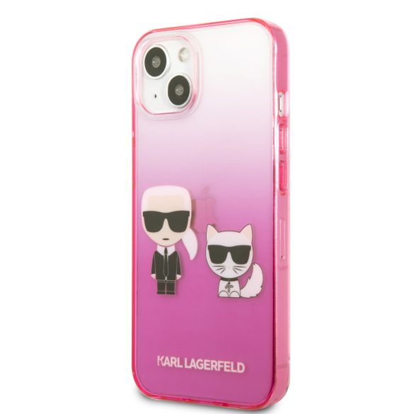 Karl Lagerfeld iPhone 13 Gradient Iconic Karl & Choupette (KLHCP13MTGKCP) hátlap, tok, rózsaszín