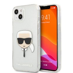   Karl Lagerfeld iPhone 13 Mini Karl's Head Glitter (KLHCP13SKHTUGLS) hátlap, tok, ezüst
