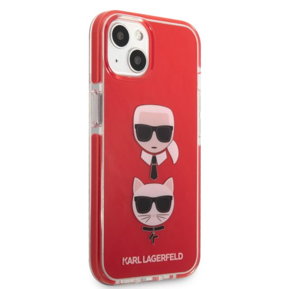 Karl Lagerfeld iPhone 13 Mini Karl & Choupette Heads (KLHCP13STPE2TR) hátlap, tok, piros