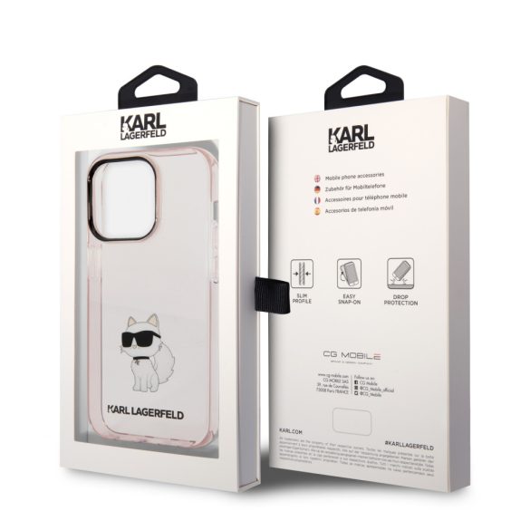 Karl Lagerfeld iPhone 14 Pro Choupette (KLHCP14LHNCHTCP) hátlap, tok, rózsaszín