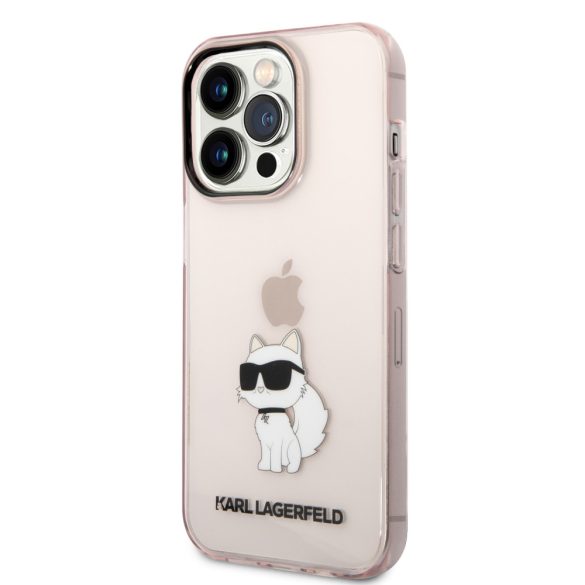 Karl Lagerfeld iPhone 14 Pro Choupette (KLHCP14LHNCHTCP) hátlap, tok, rózsaszín