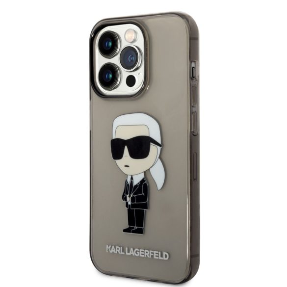 Karl Lagerfeld IML Ikonik NFT Case iPhone 14 Pro (KLHCP14LHNIKTCK) hátlap, tok, átlátszó-fekete