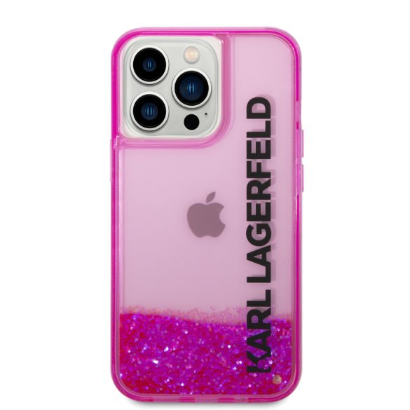 Karl Lagerfeld iPhone 14 Pro Liquid Glitter Elong (KLHCP14LLCKVF) hátlap, tok, rózsaszín