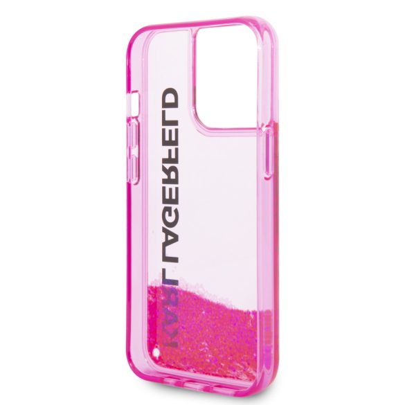 Karl Lagerfeld iPhone 14 Pro Liquid Glitter Elong (KLHCP14LLCKVF) hátlap, tok, rózsaszín