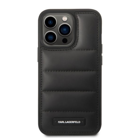 Karl Lagerfeld iPhone 14 Pro Quilted Puffy Metal Logo (KLHCP14LPSQAK) hátlap, tok, fekete
