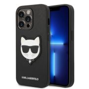   Karl Lagerfeld iPhone 14 Pro Saffiano Choupette Head (KLHCP14LSAPCHK) hátlap, tok, fekete