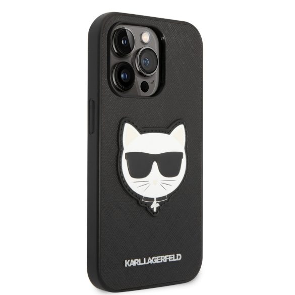 Karl Lagerfeld iPhone 14 Pro Saffiano Choupette Head (KLHCP14LSAPCHK) hátlap, tok, fekete