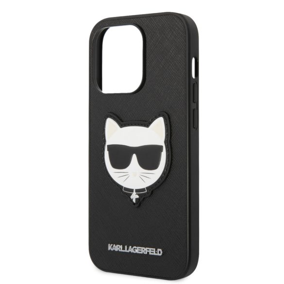 Karl Lagerfeld iPhone 14 Pro Saffiano Choupette Head (KLHCP14LSAPCHK) hátlap, tok, fekete