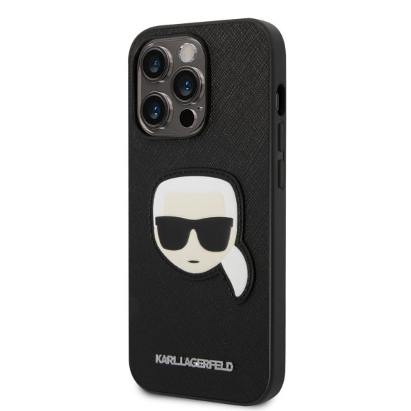 Karl Lagerfeld iPhone 14 Pro Saffiano Karl Head (KLHCP14LSAPKHK) hátlap, tok, fekete