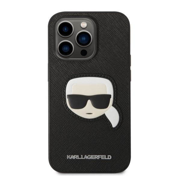 Karl Lagerfeld iPhone 14 Pro Saffiano Karl Head (KLHCP14LSAPKHK) hátlap, tok, fekete