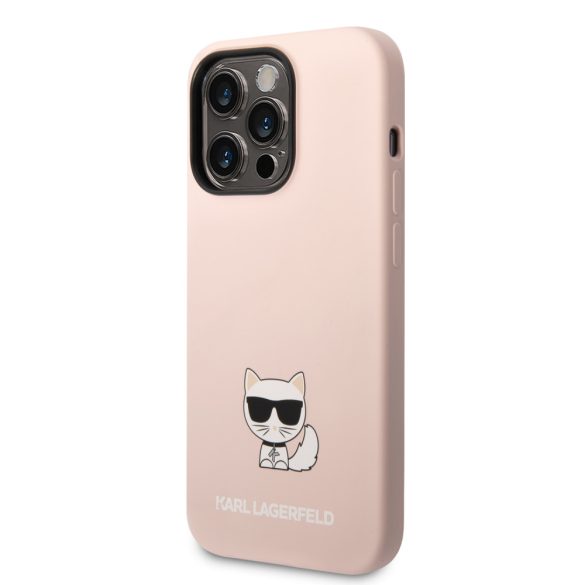 Karl Lagerfeld iPhone 14 Pro Liquid Silicone Choupette (KLHCP14LSLCTPI) hátlap, tok, rózsaszín