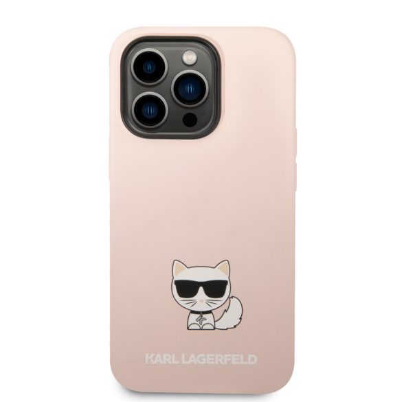 Karl Lagerfeld iPhone 14 Pro Liquid Silicone Choupette (KLHCP14LSLCTPI) hátlap, tok, rózsaszín