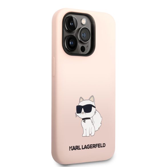 Karl Lagerfeld iPhone 14 Pro Silicone Choupette (KLHCP14LSNCHBCP) hátlap, tok, rózsaszín